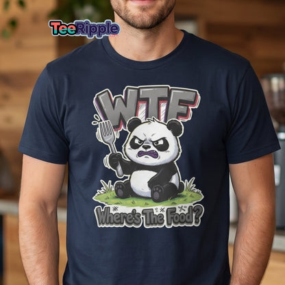 Grumpy Panda WTF Where's The Food? Funny T-Shirt - Maroon - TeeRipple