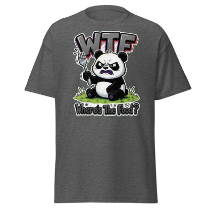 Grumpy Panda WTF Where's The Food? Funny T-Shirt - Dark Heather - TeeRipple