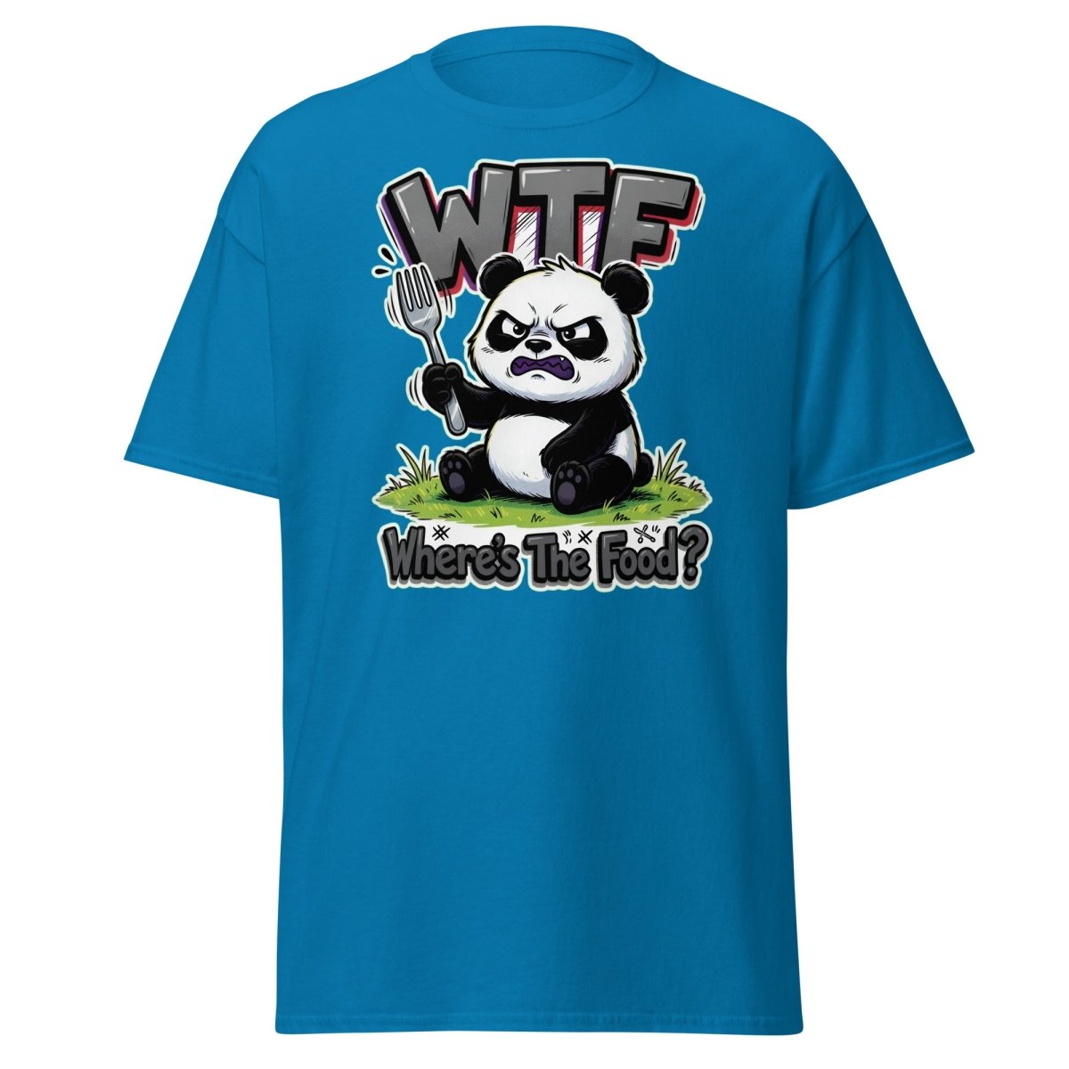 Grumpy Panda WTF Where's The Food? Funny T-Shirt - Sapphire - TeeRipple