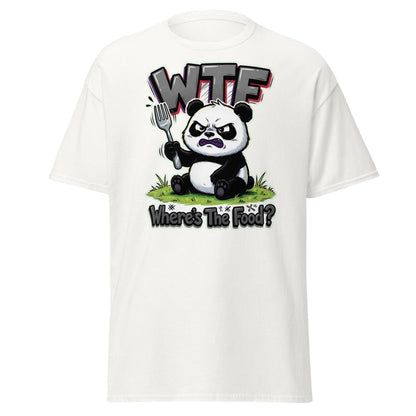 Grumpy Panda WTF Where's The Food? Funny T-Shirt - White - TeeRipple