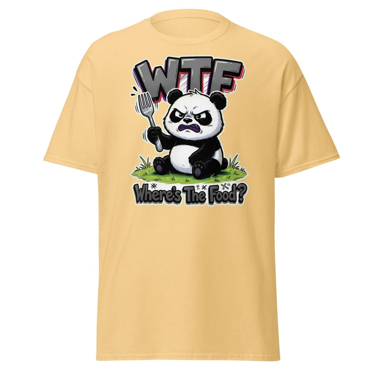 Grumpy Panda WTF Where's The Food? Funny T-Shirt - Yellow Haze - TeeRipple