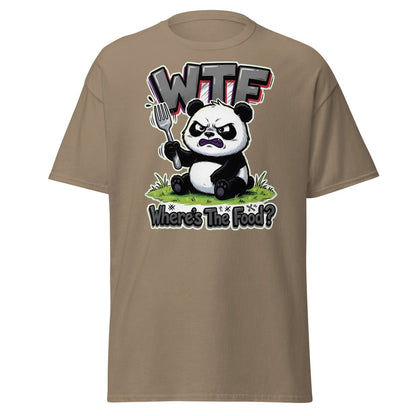 Grumpy Panda WTF Where's The Food? Funny T-Shirt - Brown Savana - TeeRipple