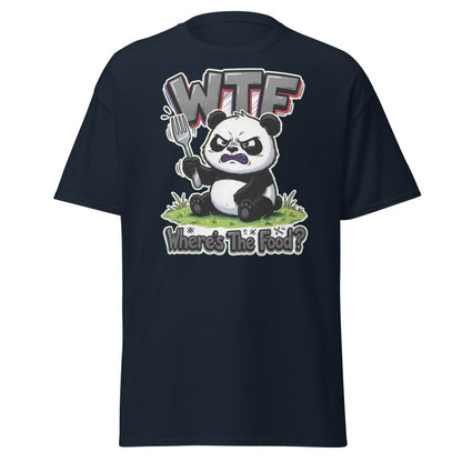 Grumpy Panda WTF Where's The Food? Funny T-Shirt - Navy - TeeRipple