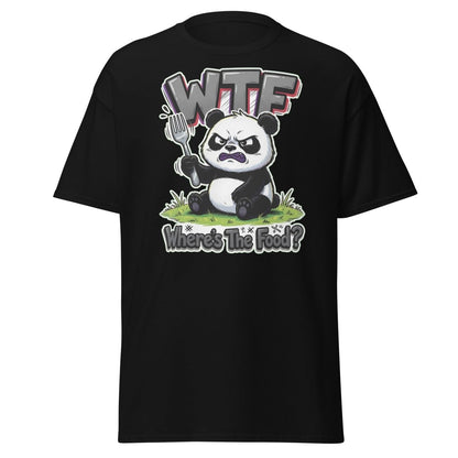 Grumpy Panda WTF Where's The Food? Funny T-Shirt - Black - TeeRipple