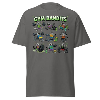 Gym Bandits Raccoon Workout T-Shirt – Funny Gym Trash Panda Tee - Charcoal - TeeRipple