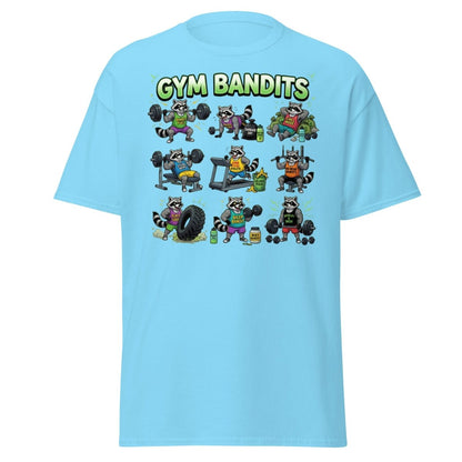 Gym Bandits Raccoon Workout T-Shirt – Funny Gym Trash Panda Tee - Sky - TeeRipple