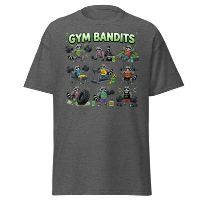 Gym Bandits Raccoon Workout T-Shirt – Funny Gym Trash Panda Tee - Dark Heather - TeeRipple