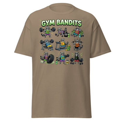 Gym Bandits Raccoon Workout T-Shirt – Funny Gym Trash Panda Tee - Brown Savana - TeeRipple