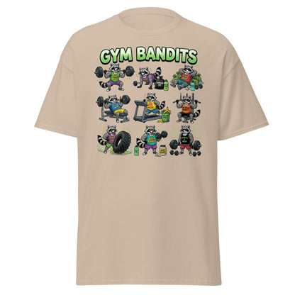 Gym Bandits Raccoon Workout T-Shirt – Funny Gym Trash Panda Tee - Sand - TeeRipple