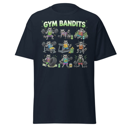 Gym Bandits Raccoon Workout T-Shirt – Funny Gym Trash Panda Tee - Navy - TeeRipple