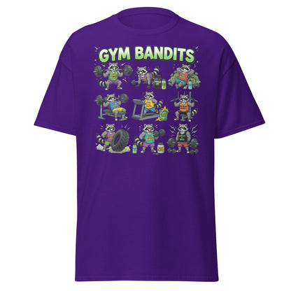 Gym Bandits Raccoon Workout T-Shirt – Funny Gym Trash Panda Tee - Purple - TeeRipple