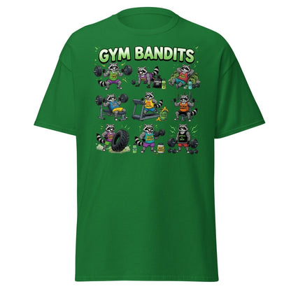 Gym Bandits Raccoon Workout T-Shirt – Funny Gym Trash Panda Tee - Turf Green - TeeRipple