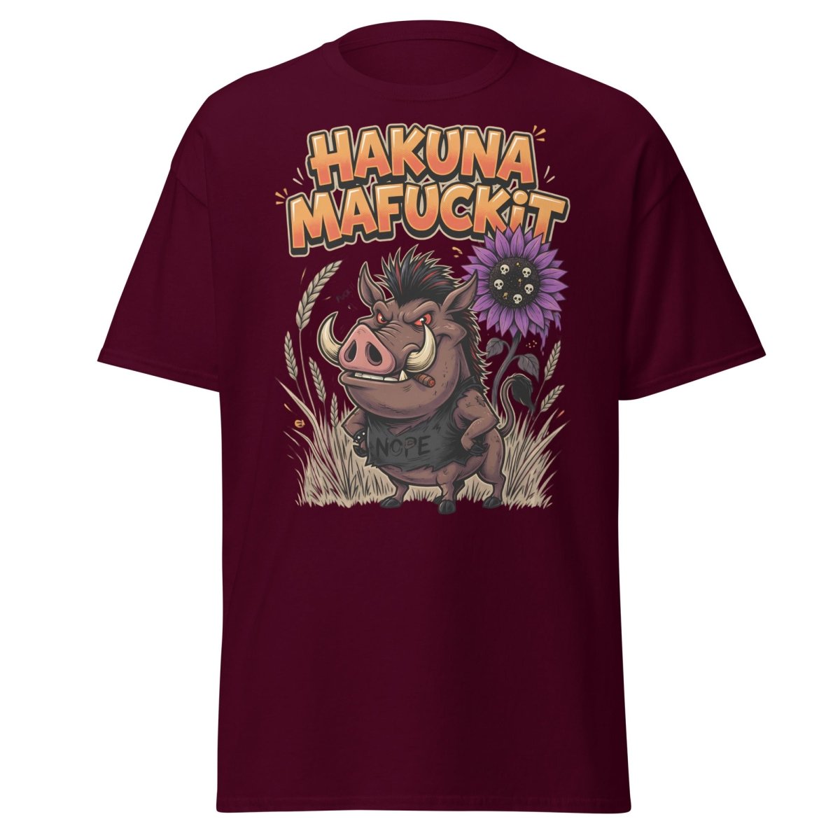 Hakuna Mafuckit Pumbaa T-Shirt - Funny Adult Graphic Tee - Maroon - TeeRipple