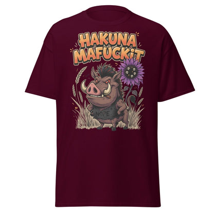 Hakuna Mafuckit Pumbaa T-Shirt - Funny Adult Graphic Tee - Maroon - TeeRipple