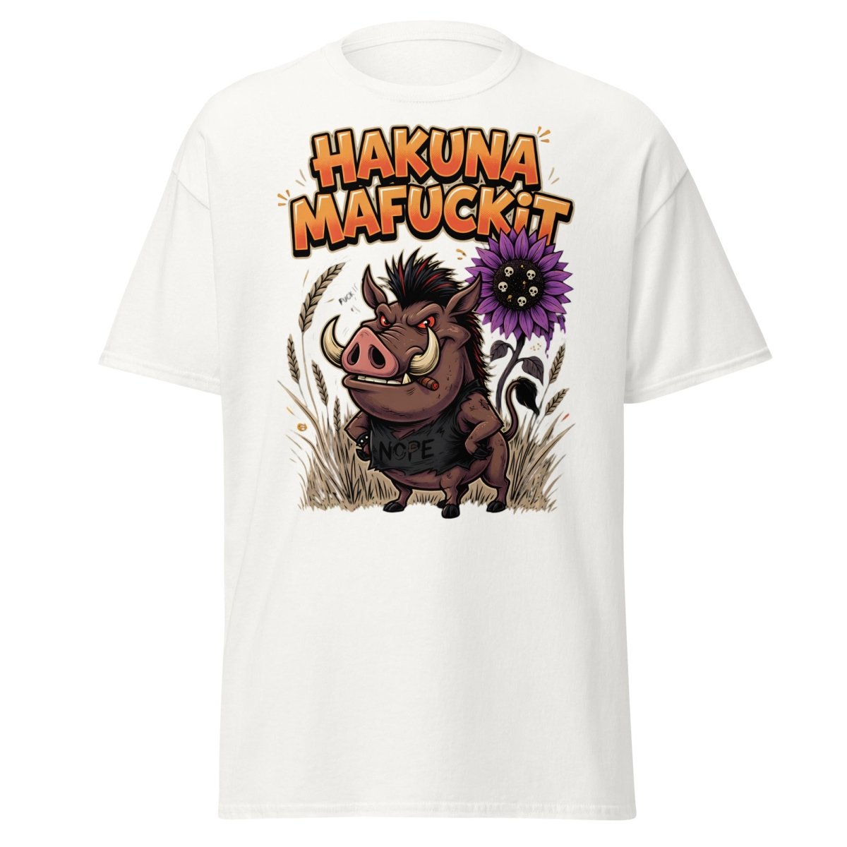 Hakuna Mafuckit Pumbaa T-Shirt - Funny Adult Graphic Tee - White - TeeRipple