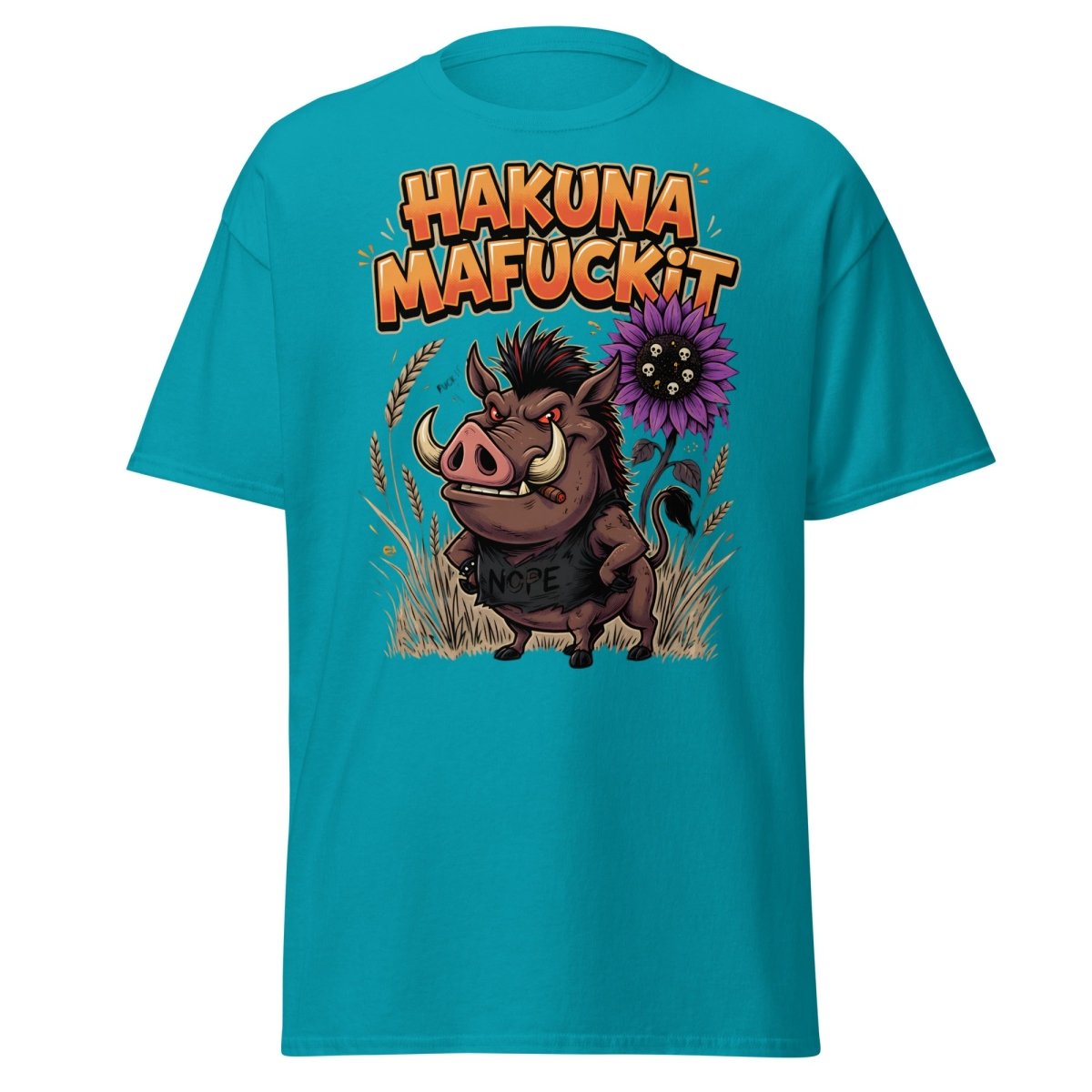 Hakuna Mafuckit Pumbaa T-Shirt - Funny Adult Graphic Tee - Tropical Blue - TeeRipple