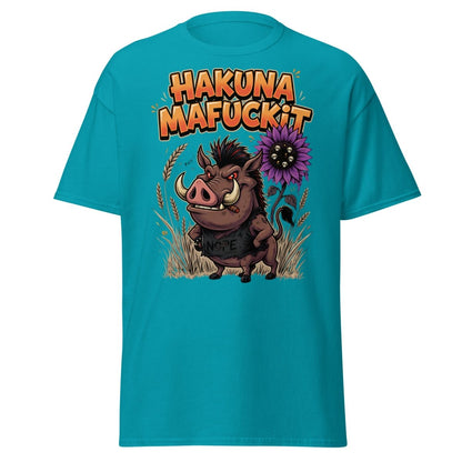 Hakuna Mafuckit Pumbaa T-Shirt - Funny Adult Graphic Tee - Tropical Blue - TeeRipple