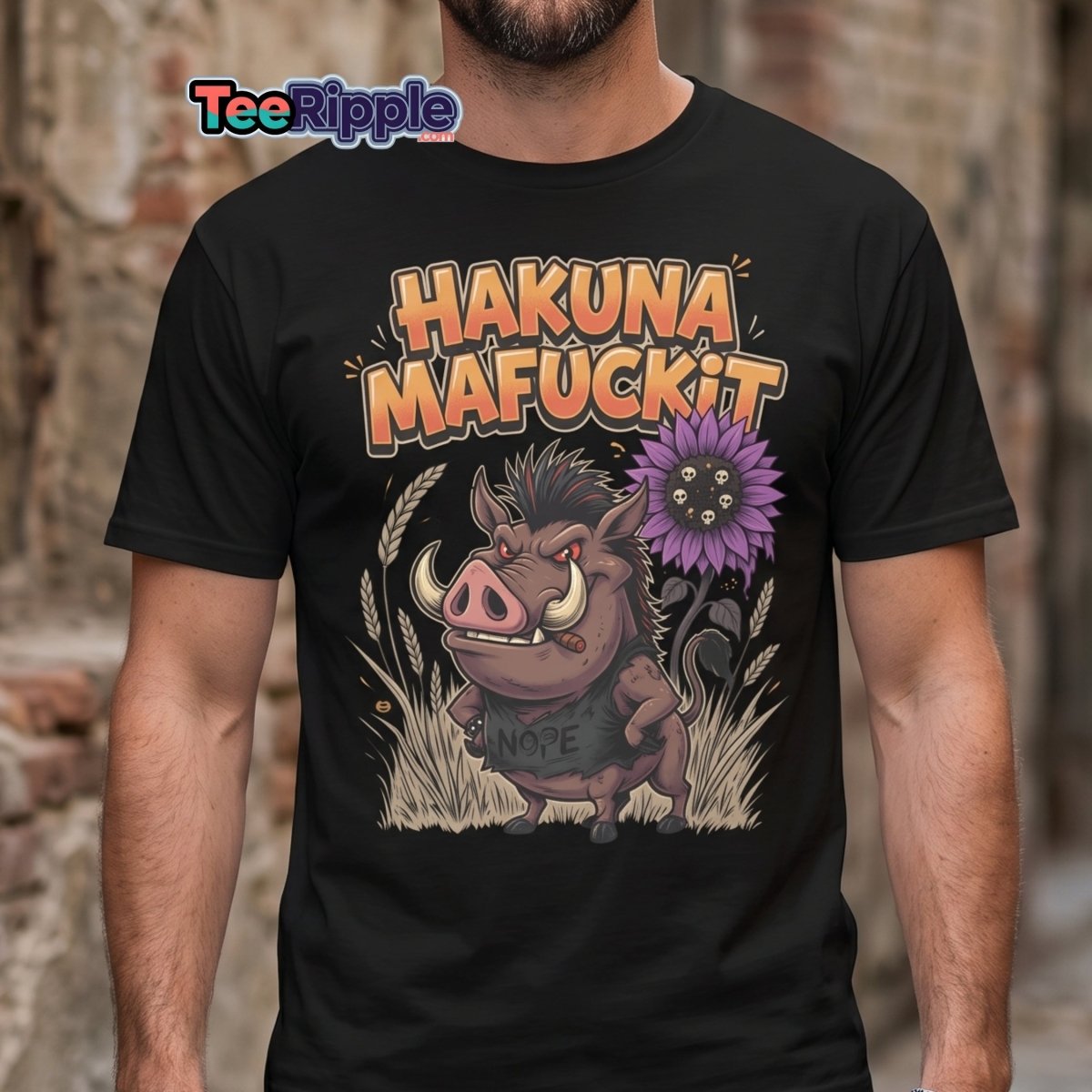 Hakuna Mafuckit Pumbaa T-Shirt - Funny Adult Graphic Tee - Maroon - TeeRipple