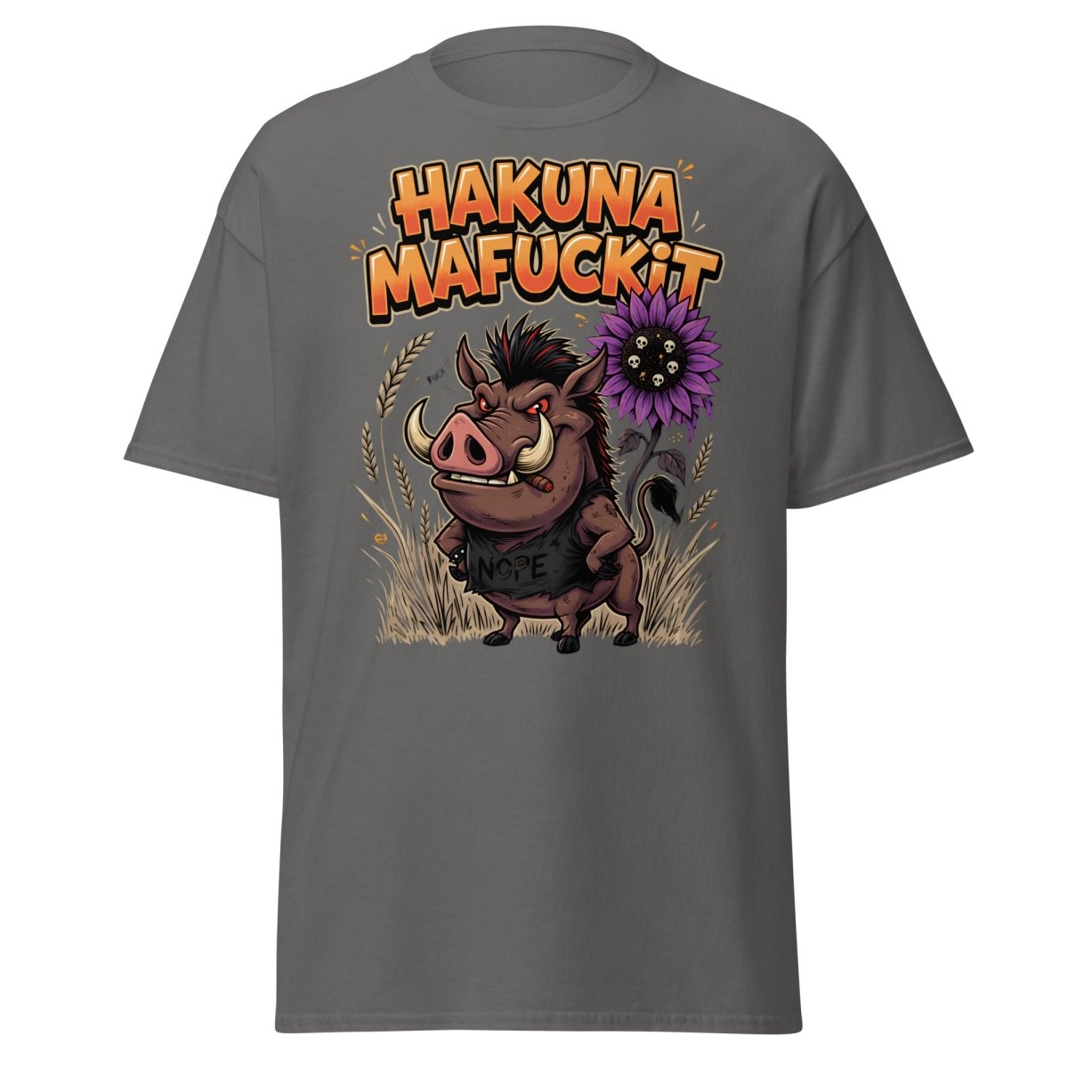Hakuna Mafuckit Pumbaa T-Shirt - Funny Adult Graphic Tee - Charcoal - TeeRipple
