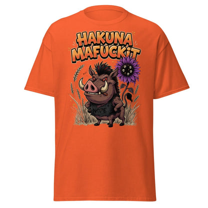 Hakuna Mafuckit Pumbaa T-Shirt - Funny Adult Graphic Tee - Orange - TeeRipple