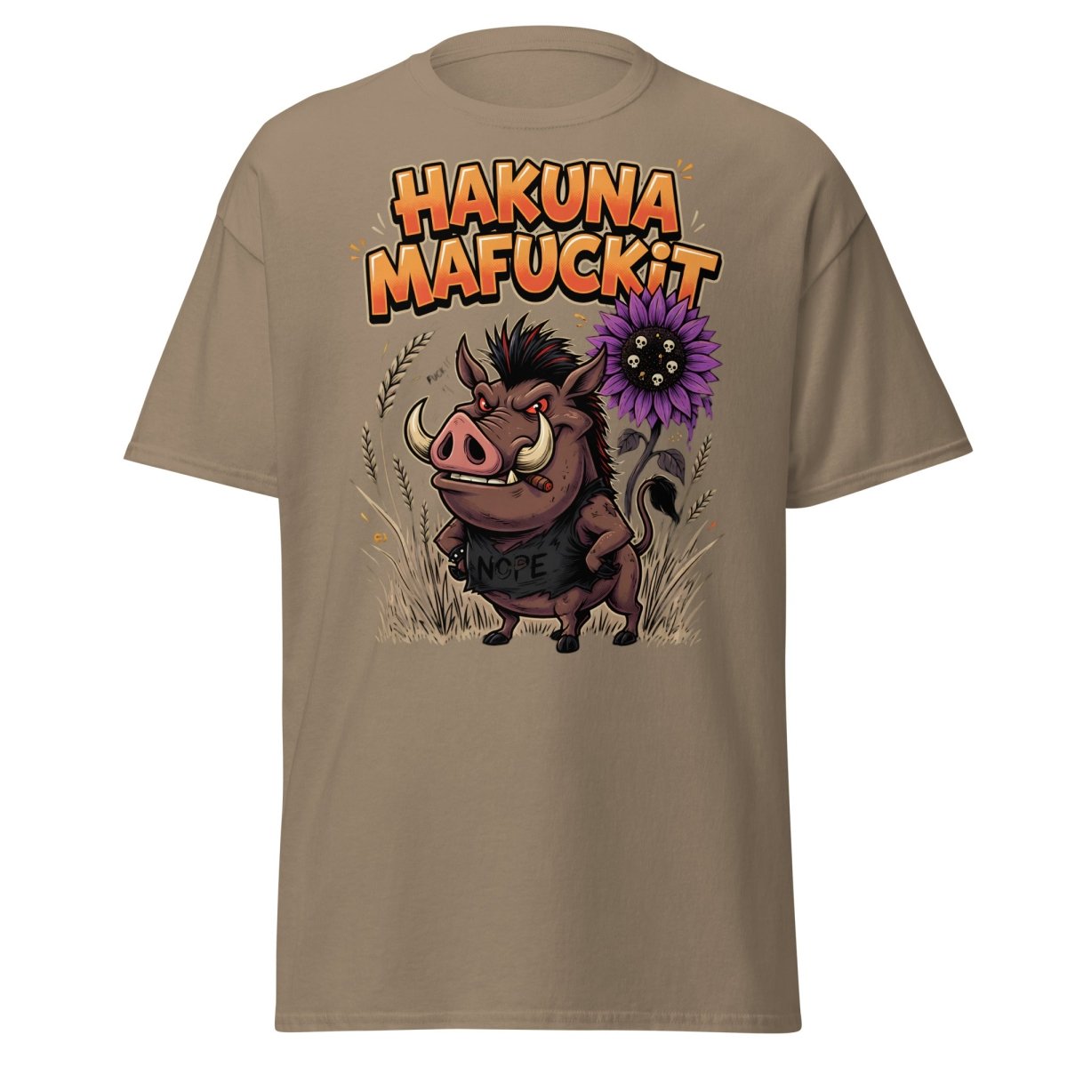 Hakuna Mafuckit Pumbaa T-Shirt - Funny Adult Graphic Tee - Brown Savana - TeeRipple