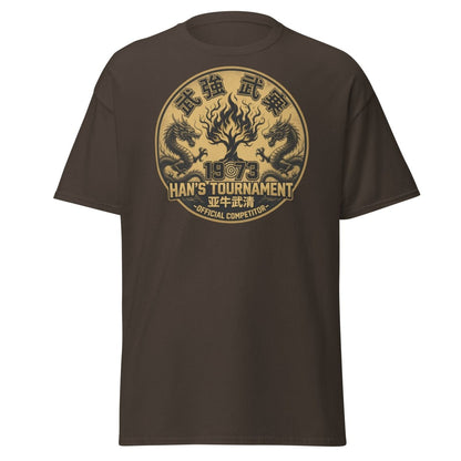 Han's Tournament 1973 Martial Arts T-Shirt - Enter The Dragon Inspired - Dark Chocolate - TeeRipple