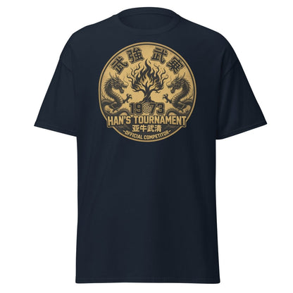 Han's Tournament 1973 Martial Arts T-Shirt - Enter The Dragon Inspired - Navy - TeeRipple