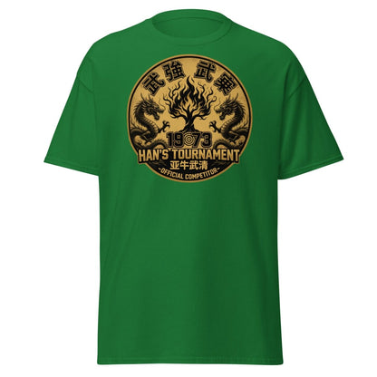 Han's Tournament 1973 Martial Arts T-Shirt - Enter The Dragon Inspired - Turf Green - TeeRipple