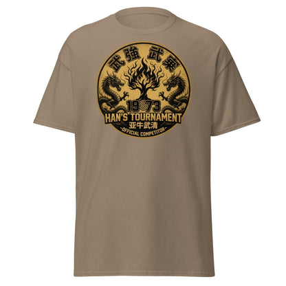 Han's Tournament 1973 Martial Arts T-Shirt - Enter The Dragon Inspired - Brown Savana - TeeRipple