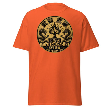 Han's Tournament 1973 Martial Arts T-Shirt - Enter The Dragon Inspired - Orange - TeeRipple