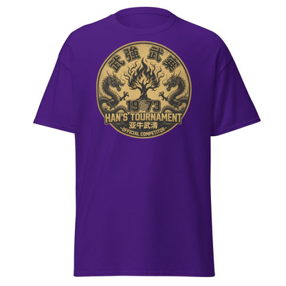 Han's Tournament 1973 Martial Arts T-Shirt - Enter The Dragon Inspired - Purple - TeeRipple