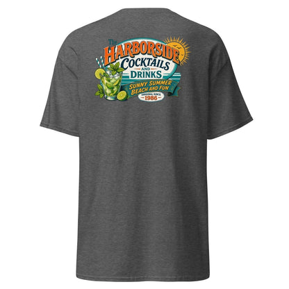 Harborside Cocktails Vintage Beach T-Shirt - Dark Heather - TeeRipple