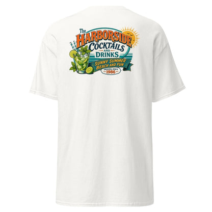 Harborside Cocktails Vintage Beach T-Shirt - White - TeeRipple