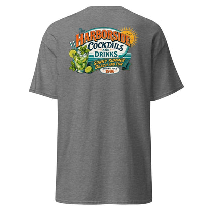 Harborside Cocktails Vintage Beach T-Shirt - Graphite Heather - TeeRipple