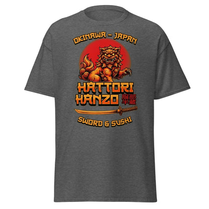 Hattori Hanzo Sword & Sushi Okinawa T-Shirt - Dark Heather - TeeRipple