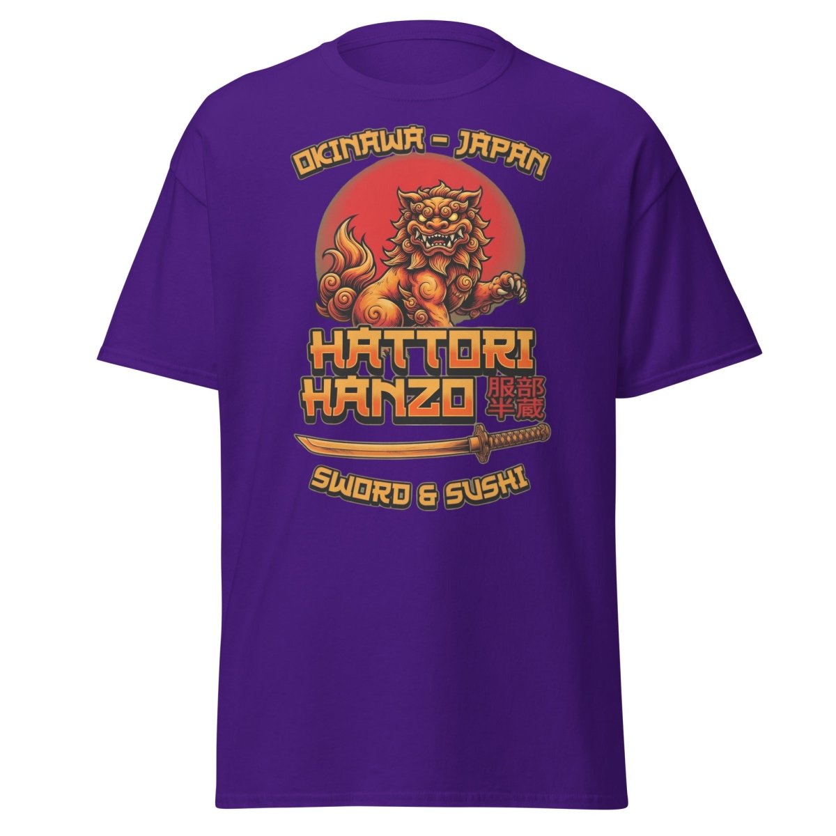 Hattori Hanzo Sword & Sushi Okinawa T-Shirt - Purple - TeeRipple