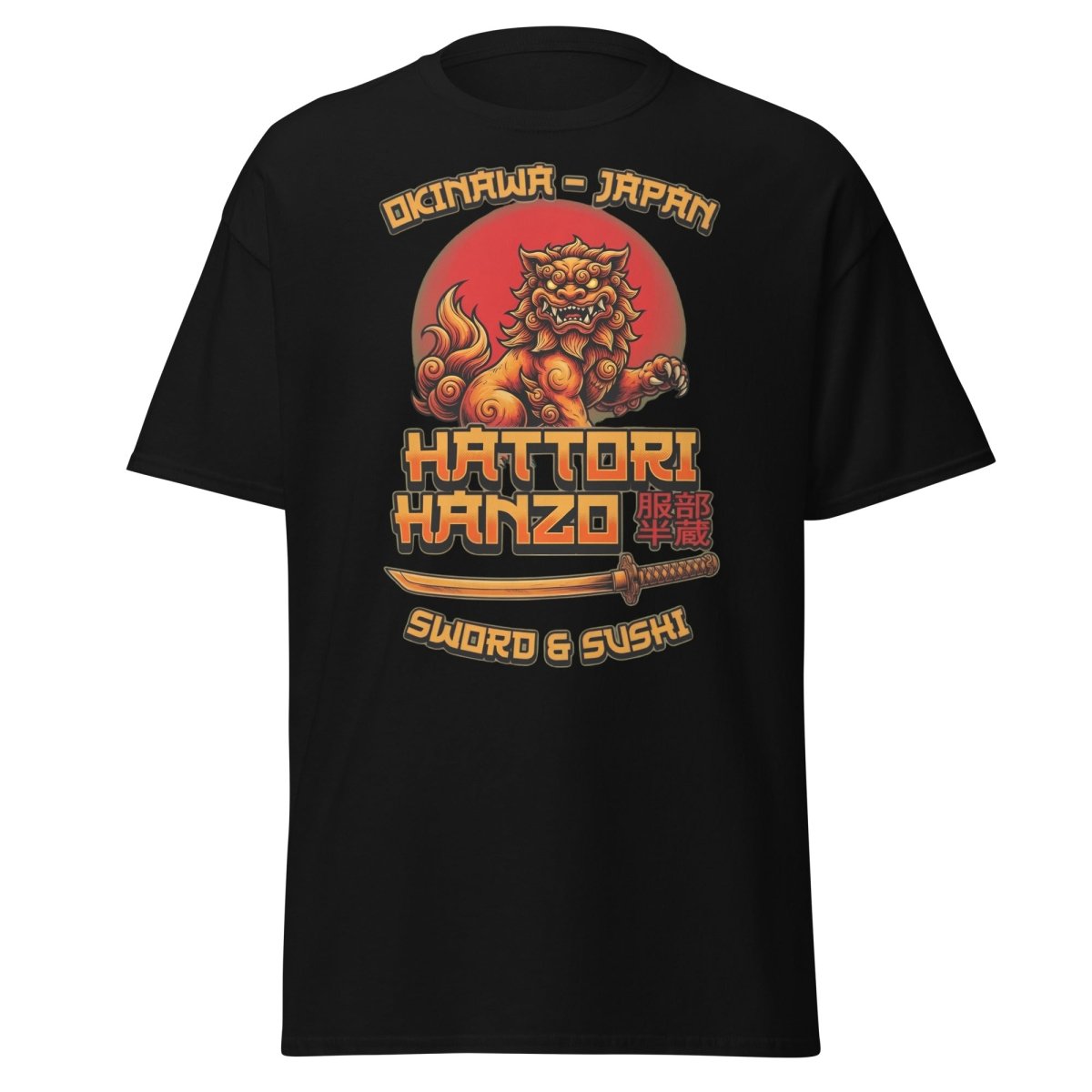 Hattori Hanzo Sword & Sushi Okinawa T-Shirt - Black - TeeRipple