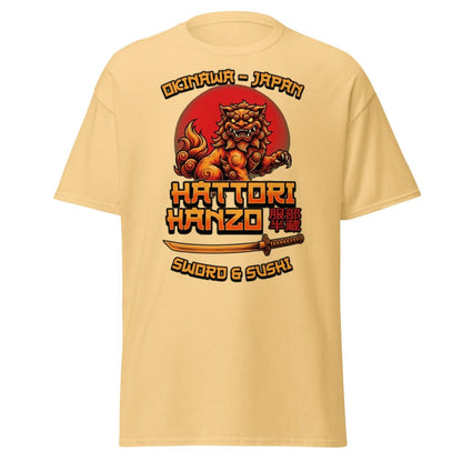 Hattori Hanzo Sword & Sushi Okinawa T-Shirt - Yellow Haze - TeeRipple