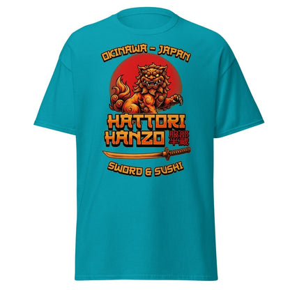Hattori Hanzo Sword & Sushi Okinawa T-Shirt - Tropical Blue - TeeRipple