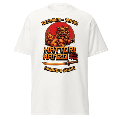 Hattori Hanzo Sword & Sushi Okinawa T-Shirt - White - TeeRipple