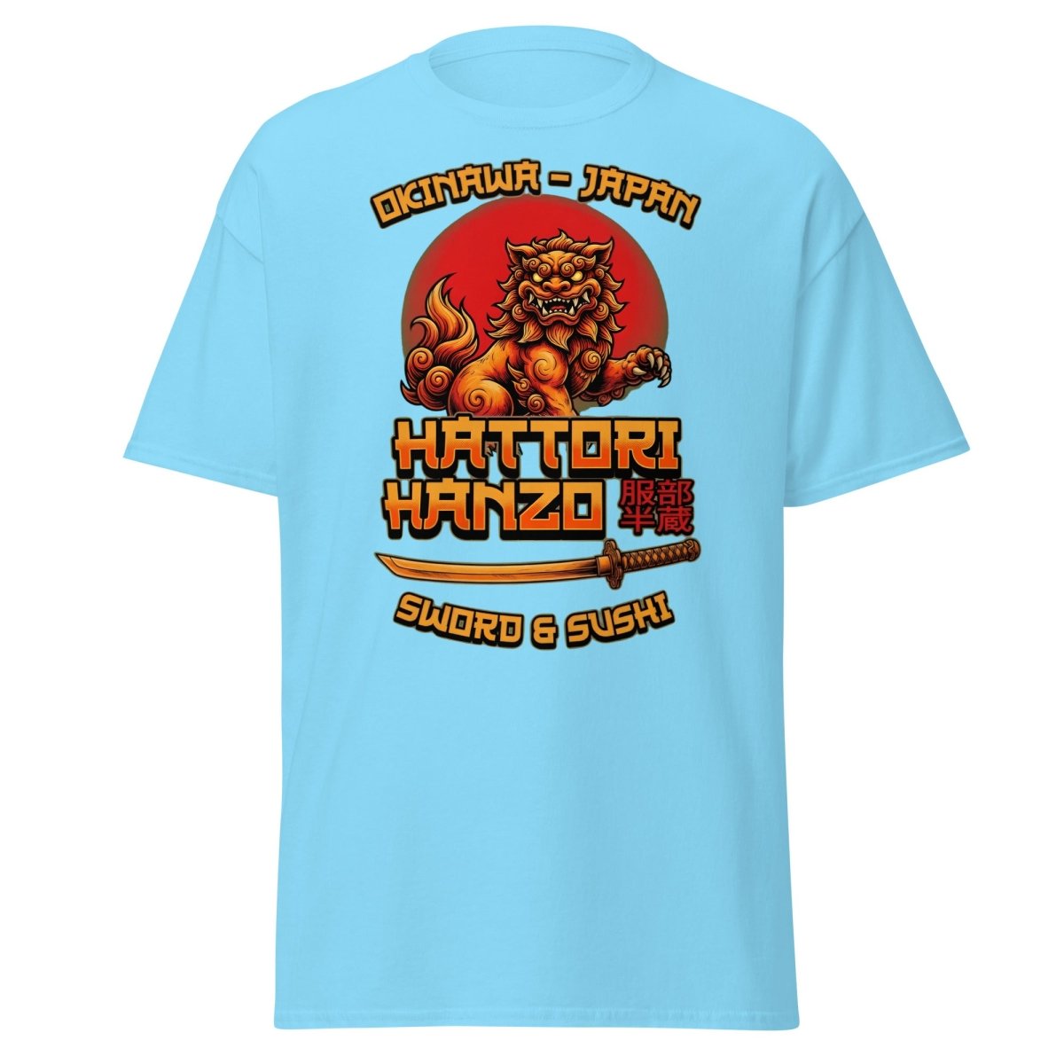 Hattori Hanzo Sword & Sushi Okinawa T-Shirt - Sky - TeeRipple