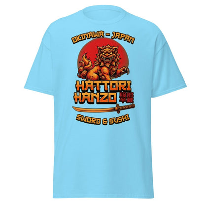 Hattori Hanzo Sword & Sushi Okinawa T-Shirt - Sky - TeeRipple