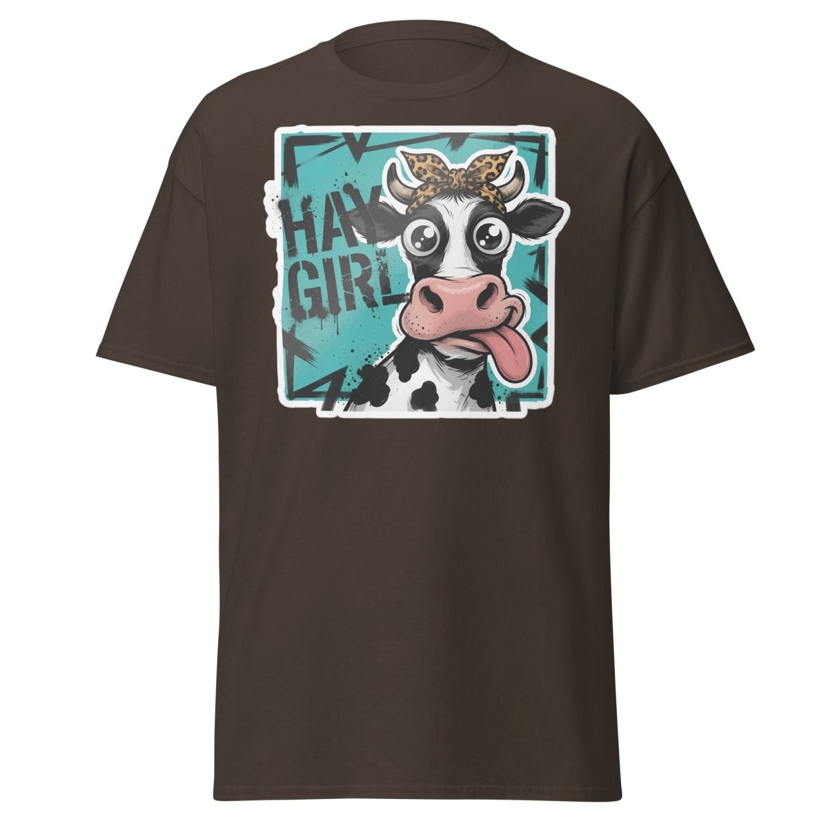 Hay Girl Cow T-Shirt – Funny Farm Pun Tee - Dark Chocolate - TeeRipple