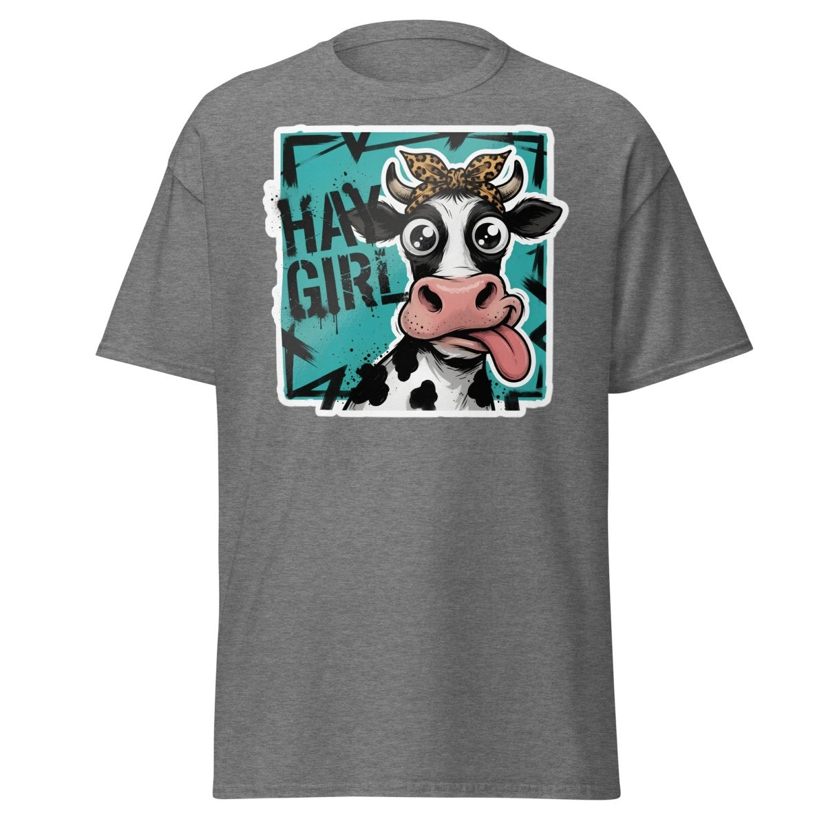 Hay Girl Cow T-Shirt – Funny Farm Pun Tee - Graphite Heather - TeeRipple
