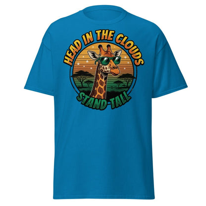 Head in the Clouds Giraffe T-Shirt - Stand Tall Funny Tee - Sapphire - TeeRipple