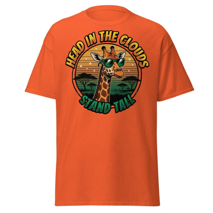 Head in the Clouds Giraffe T-Shirt - Stand Tall Funny Tee - Orange - TeeRipple