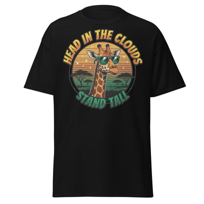 Head in the Clouds Giraffe T-Shirt - Stand Tall Funny Tee - Black - TeeRipple