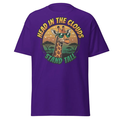 Head in the Clouds Giraffe T-Shirt - Stand Tall Funny Tee - Purple - TeeRipple