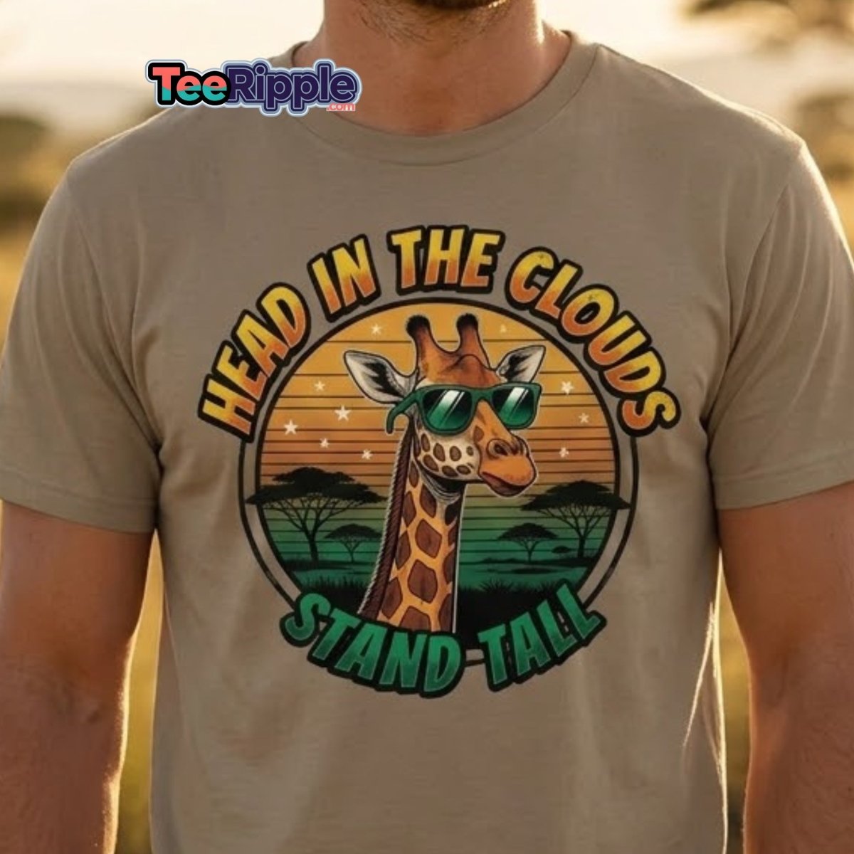Head in the Clouds Giraffe T-Shirt - Stand Tall Funny Tee - Maroon - TeeRipple