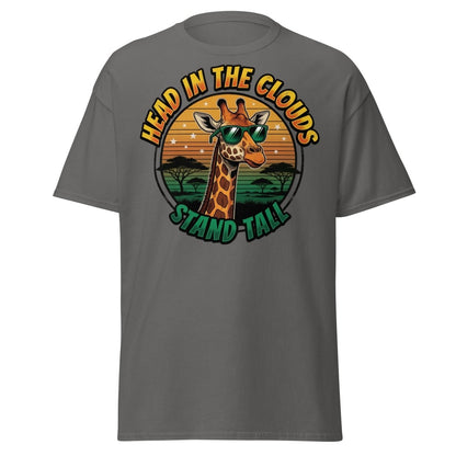 Head in the Clouds Giraffe T-Shirt - Stand Tall Funny Tee - Charcoal - TeeRipple